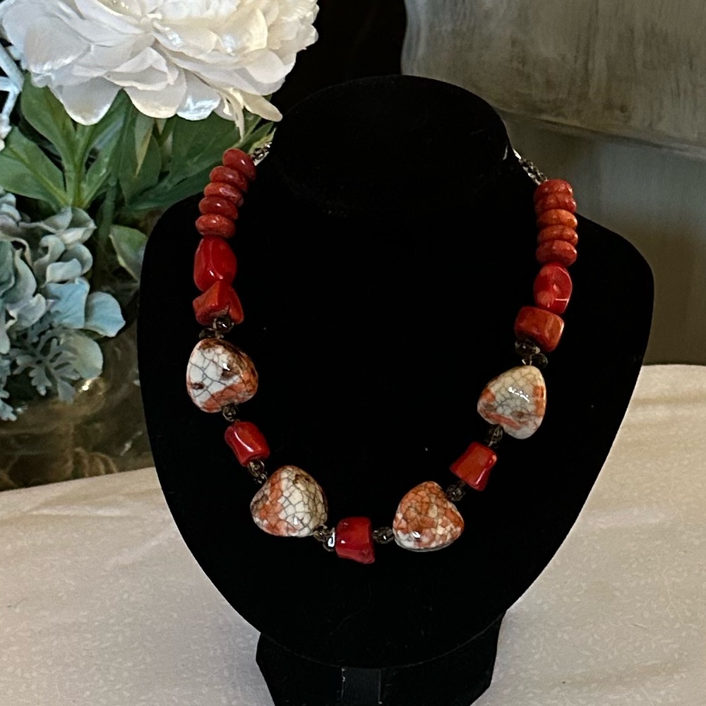 Chunky brilliant Statement necklace with large lobster clasp, 18” long, $22